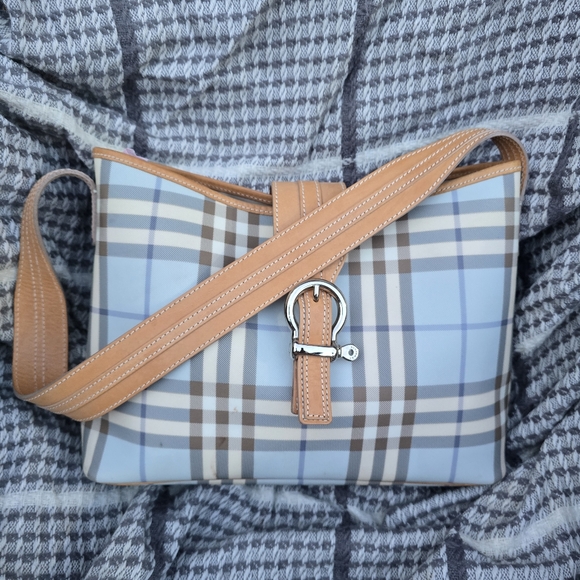 Burberry Handbags - House Check Shoulder Bag Blue Burberry Purse